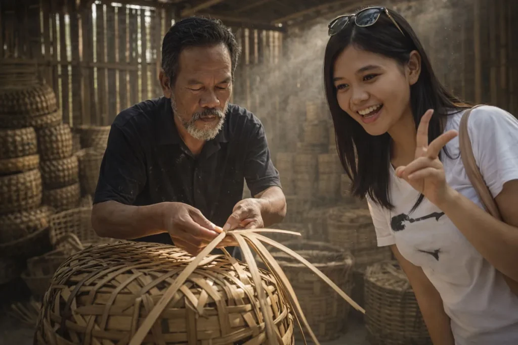 Pengrajin bambu di Tasikmalaya