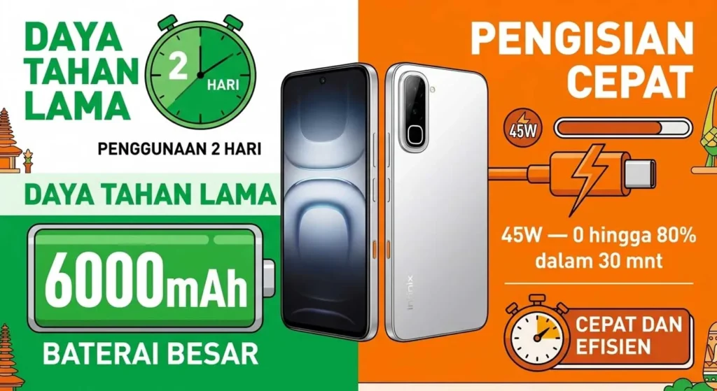 Baterai 6.000 mAh + Fast Charging 45W — Kombinasi Langka!
